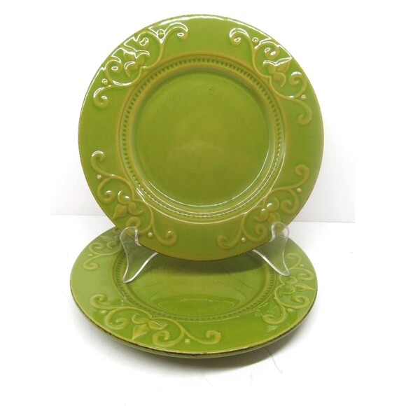 Demdaco Sapore 2004 Deb Hrabik Set Of 2 Hand Painted Green Salad Plates EUC - Picture 2 of 8